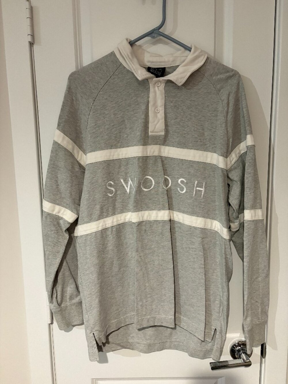 Men's Nike Long Sleeve Rugby Polo Swoosh Size L